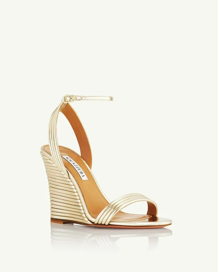 Wow Wedge 95 Gold Women Aquazzura Sandals