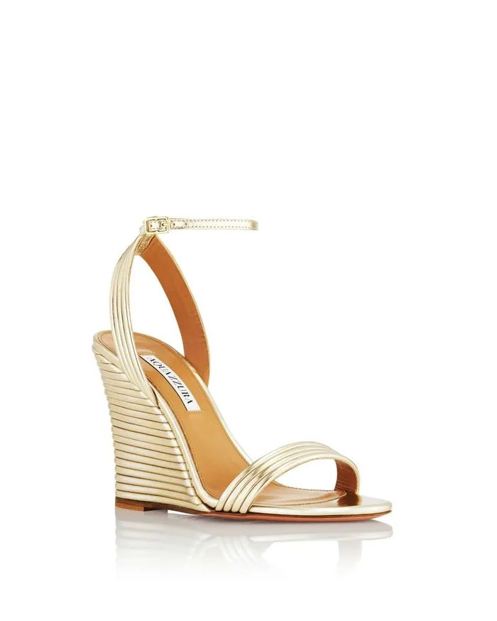 Wow Wedge 95 Gold Women Aquazzura Sandals