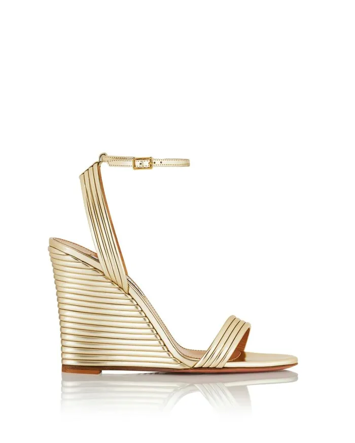 Wow Wedge 95 Gold Women Aquazzura Sandals