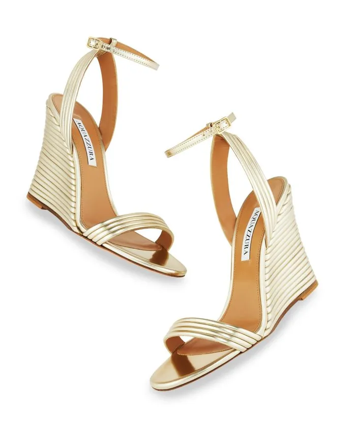 Wow Wedge 95 Gold Women Aquazzura Sandals