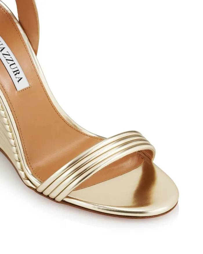 Wow Wedge 95 Gold Women Aquazzura Sandals
