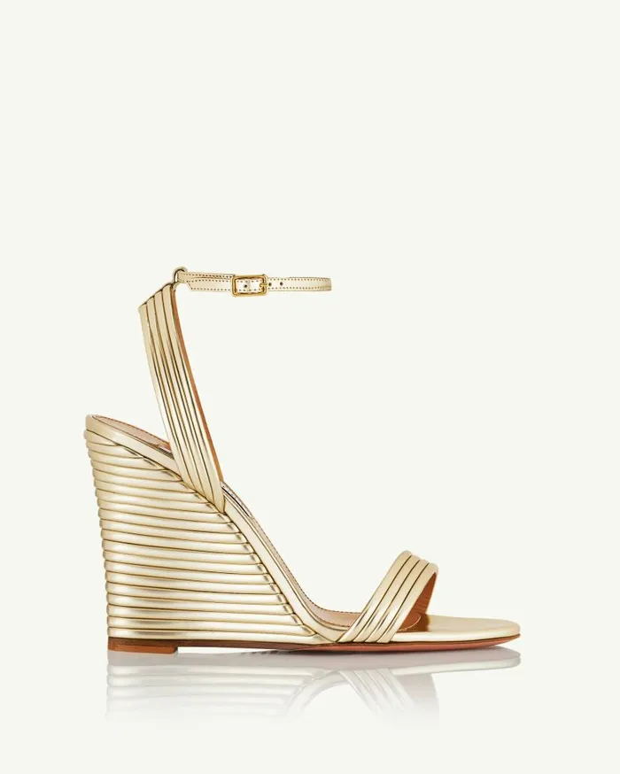 Wow Wedge 95 Gold Women Aquazzura Sandals