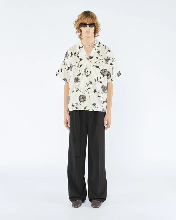 Yuki Sale Cotton And Silk Blend Shirt Botanical Men Nanushka Shirts