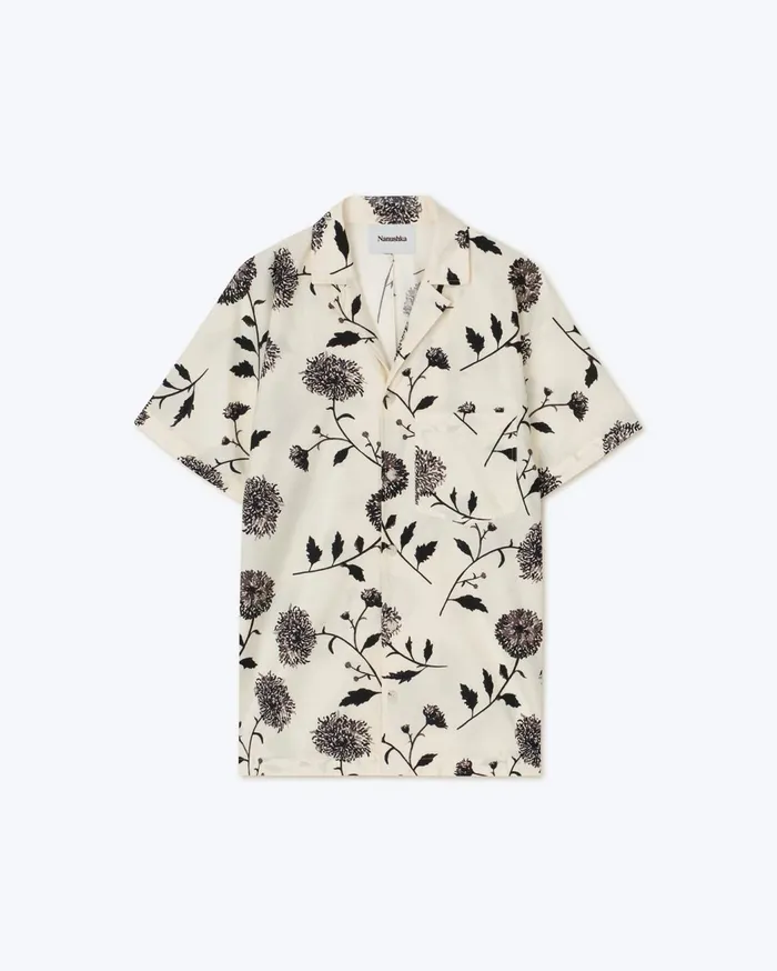 Yuki Sale Cotton And Silk Blend Shirt Botanical Men Nanushka Shirts