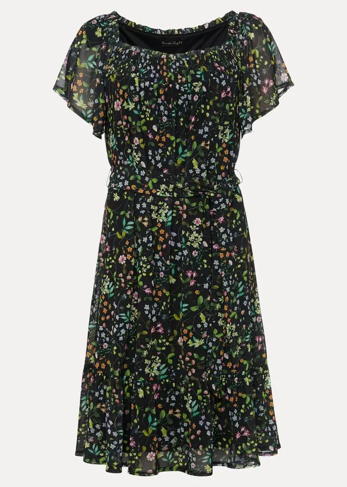 Zaylah Shirred Floral Mesh Dress Blackmulti Women Phase Eight Dresses
